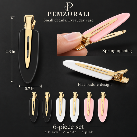 Pemzorali® Everyday No-Bend Hair Clips – 6-Piece Set