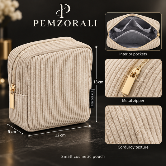 Pemzorali® Compact Corduroy Makeup Pouch