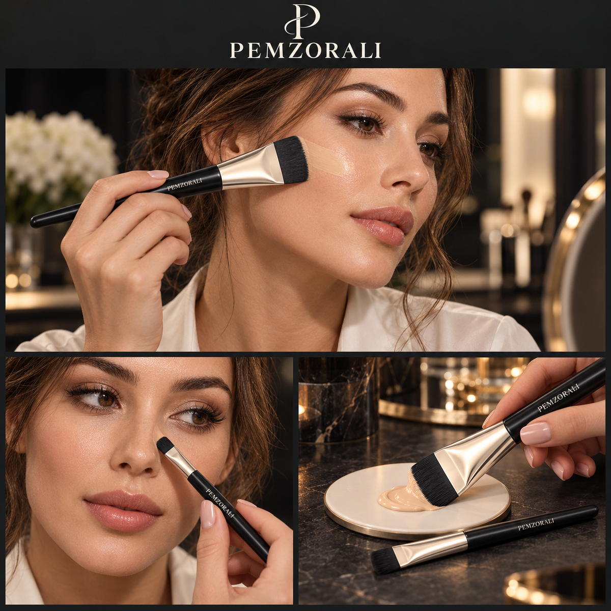 Pemzorali® Flat Foundation & Concealer Brush Duo