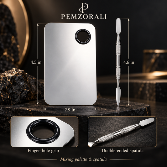 Pemzorali® Stainless Steel Makeup Mixing Palette & Spatula