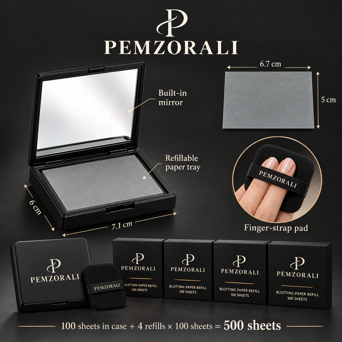 Pemzorali® Blotting Paper Mirror Compact Set