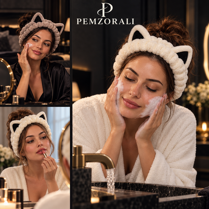 Pemzorali® Plush Cat Ear Headbands – 2-Piece Set