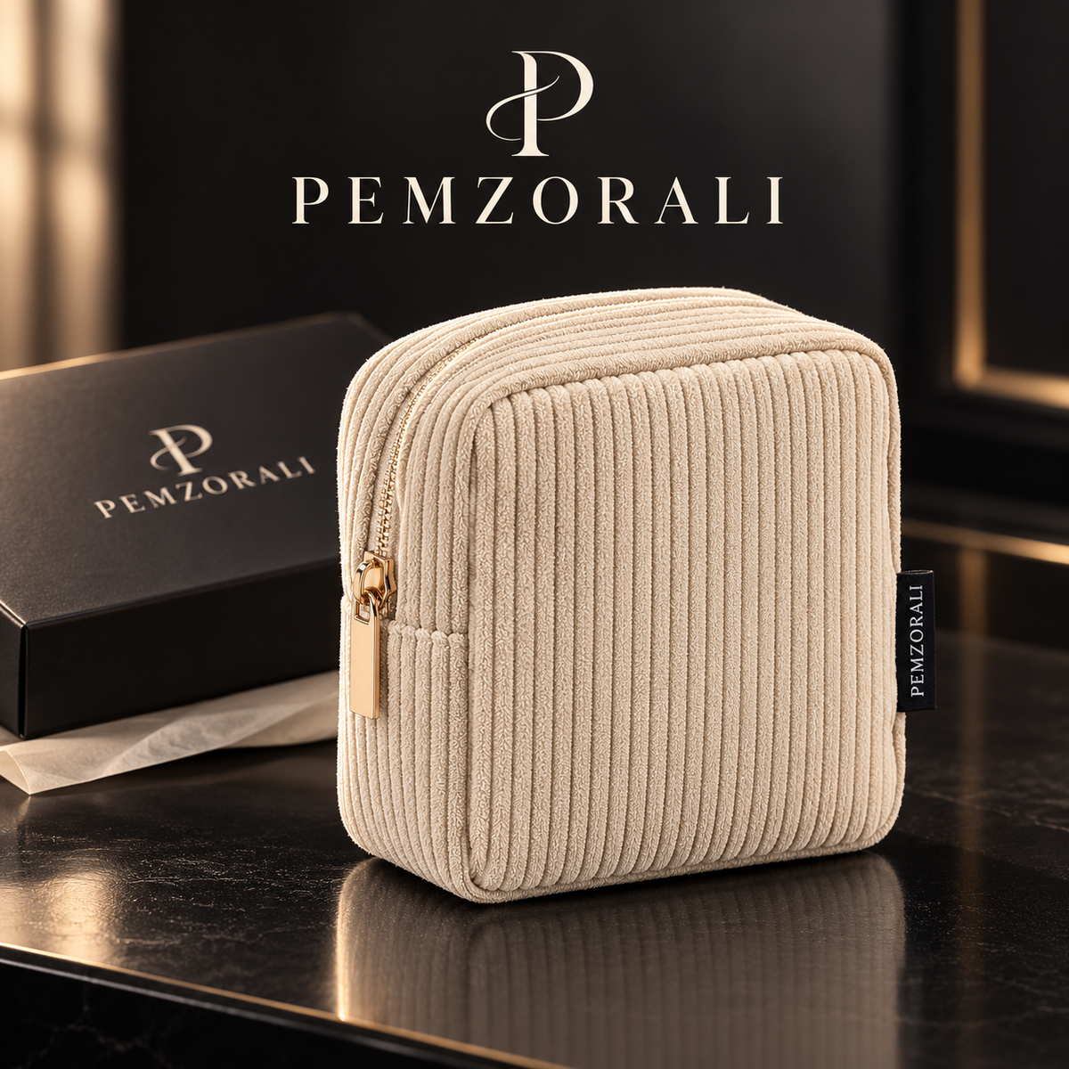 Pemzorali® Compact Corduroy Makeup Pouch