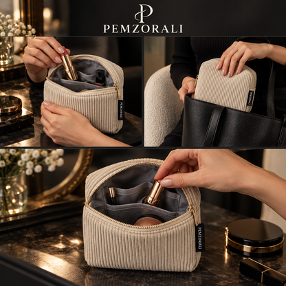 Pemzorali® Compact Corduroy Makeup Pouch
