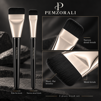 Pemzorali® Flat Foundation & Concealer Brush Duo