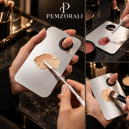 Pemzorali® Stainless Steel Makeup Mixing Palette & Spatula
